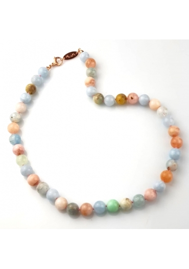 Collier acquamarina multicolor10 mm﻿