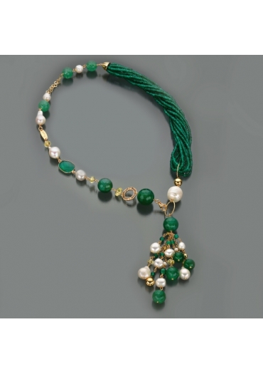 Collier agata verde smeraldo