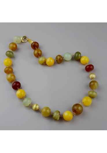 Collier giada birmana, agata gialla﻿
