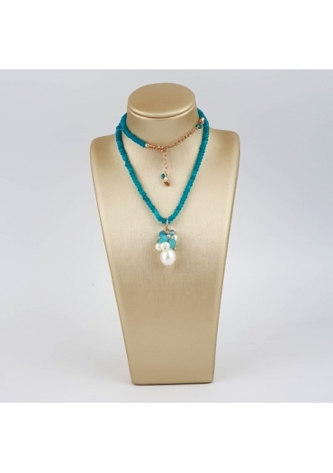 Collier giada verde acqua, perle coltivate﻿