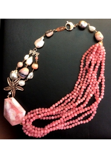 Collier opale rosa