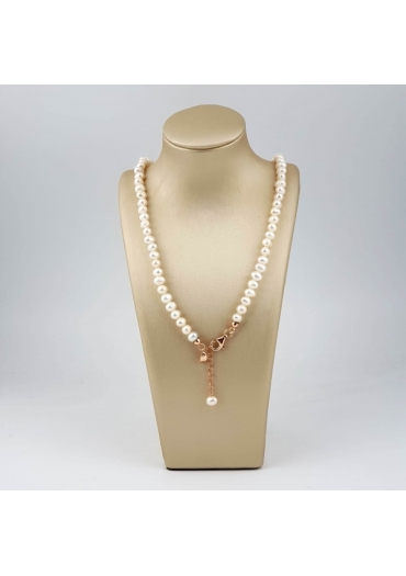 Collier perle coltivate semi round  6 mm﻿