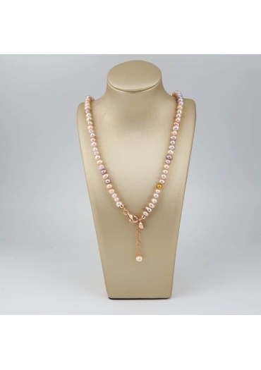 Collier perle coltivate semi round multicolor 6 mm﻿