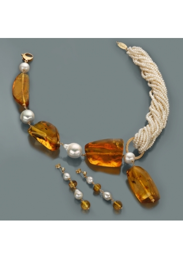 Collier perle coltivate, Ambra messicana –