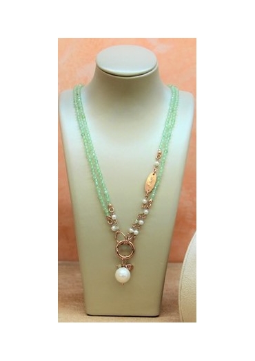 Collier regolabile quarzo rutilato verde﻿