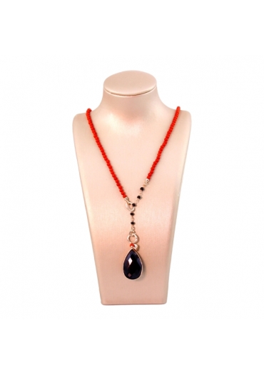 Collier Rugiada, Corallo  Bamboo, Spinello nero﻿