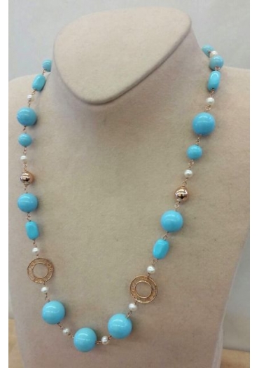 Girocollo pasta turchese 4 fiori