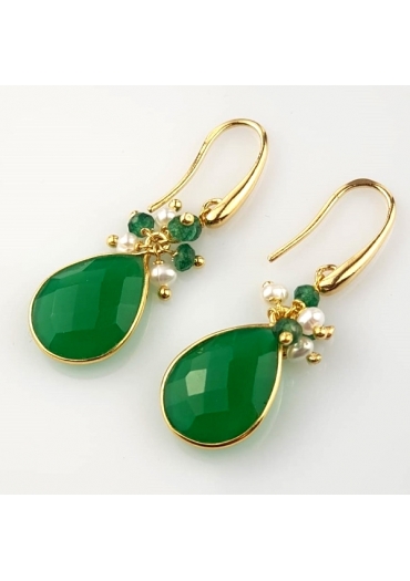Or agata verde smeraldo, perle di fiume – cod:OR1954