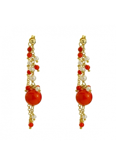 Or corallo bamboo rosso, perle di fiume – cod:OR1979