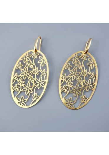 Or laserati ovali con fiori, arg dorato – cod:OR1674