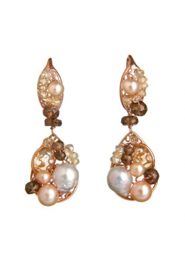 Or perle coltivate, quarzo fumè﻿