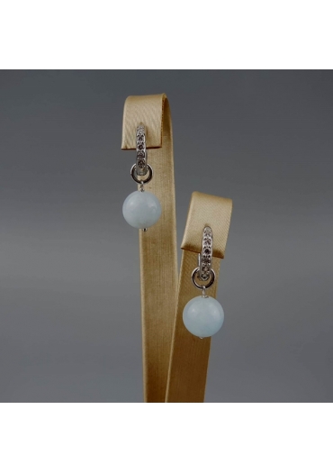 Orecchini acquamarina milk sfera 10 mm﻿