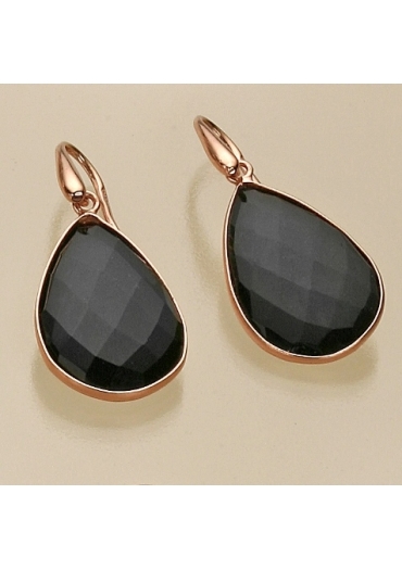 Orecchini goccia 25*18 mm agata nera﻿