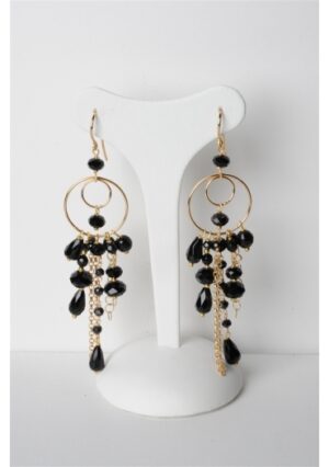 Vistosi orecchini in agata nera e arg.925/00 placcato oro, trattato con e-coating