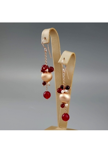Orecchini Agata Rubyperle coltivate﻿