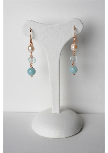 Orecchini, Perle-amazzonite-ossidiana﻿