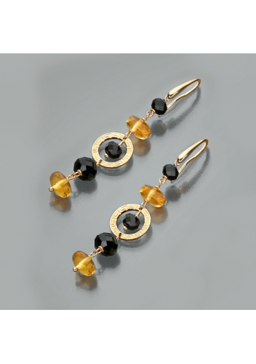 Orecchini ambra messicana, agata nera﻿