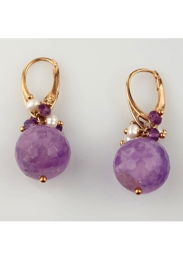 orecchini ametista lavanda-perle coltivate﻿