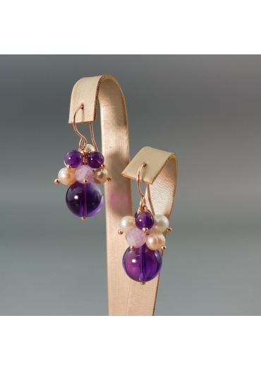 Orecchini Armony, ametista, perle coltivate﻿