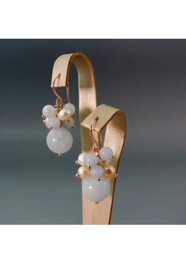 Orecchini Armony, acquamarina milk, perle coltivate﻿