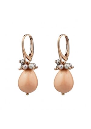 Orecchini corallo bamboo rosa, perle coltivate﻿