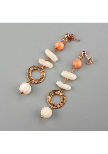 Orecchini  corallo rosa naturale﻿