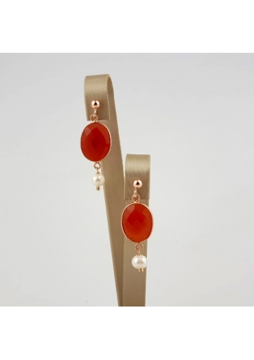 Orecchini Corniola, perle coltivate﻿