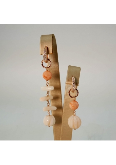 Orecchini fantasy, corallo rosa naturale﻿