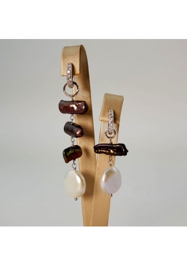 Orecchini fantasy , perle coltivate biwa﻿