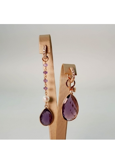 Orecchini Fantasyzirconi e ametista  idrotermale﻿