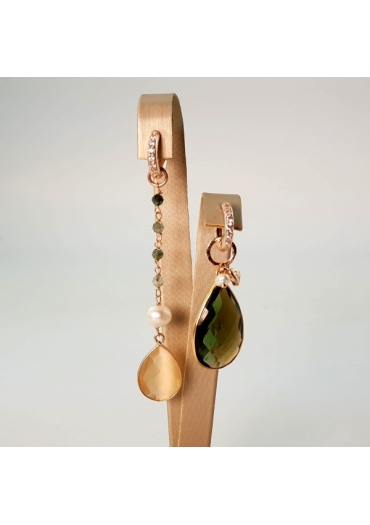 Orecchini  Fantasyzirconi, quarzo cipria e quarzo verde﻿