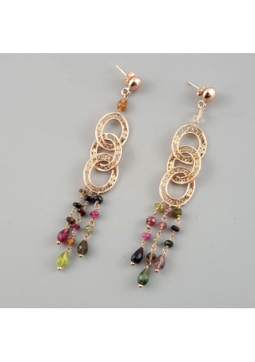 Orecchini filigrana, tormaline, lunghezza 10 cm﻿