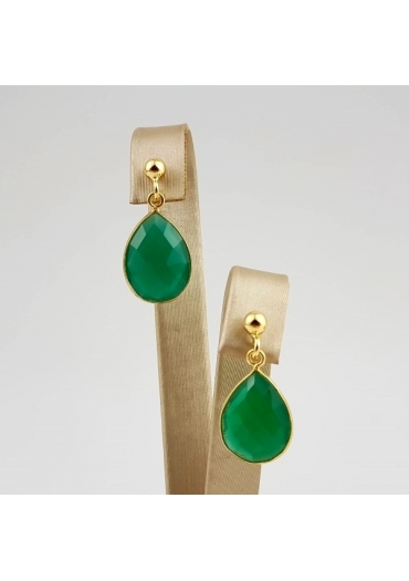 Orecchini goccia 18 per 13 mmagata verde smeraldo﻿