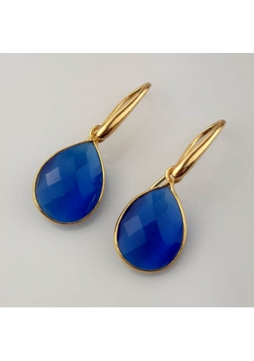 Orecchini goccia agata blu﻿