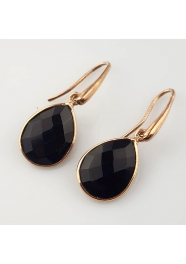 Orecchini goccia agata nera﻿