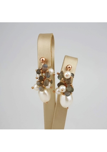 Orecchini labradorite, perle coltivate﻿