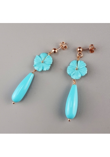 Orecchini Pasta turchese 4 fiori﻿