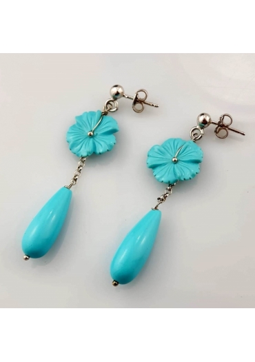 Orecchini, pasta turchese 4 fiori﻿