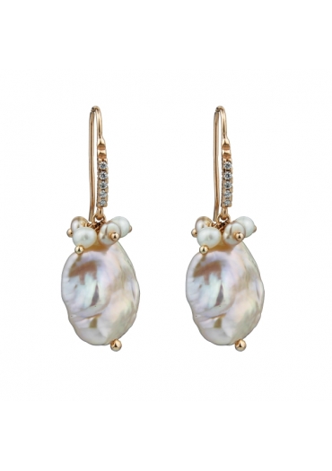 Orecchini perlecoltivate Biwa rosa﻿