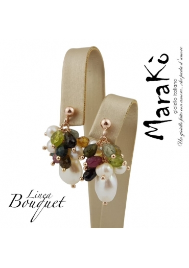 Orecchini, Perle coltivate, tormaline﻿