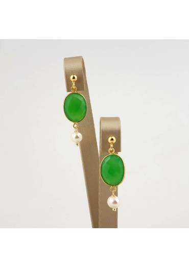 Orecchini quarzi  idrotermali, perle  coltivate﻿