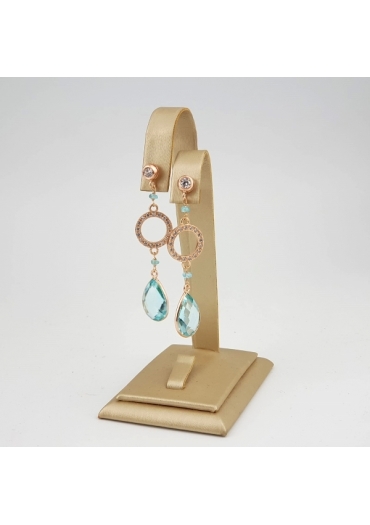 Orecchini quarzo celeste idrotermale, zirconi﻿