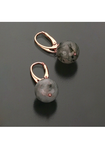 Orecchini, quarzo rutilato grigio﻿