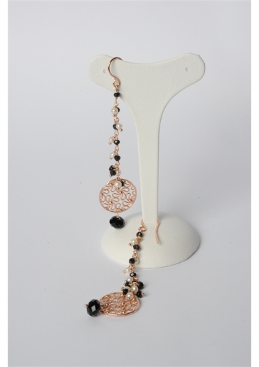 Orecchini spinello nero e perle coltivate﻿