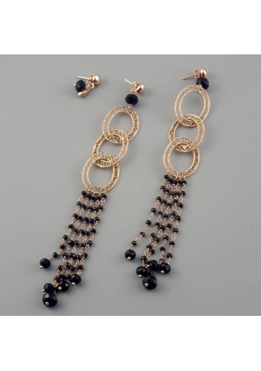 Orecchini Trittico spinello e agata nera﻿