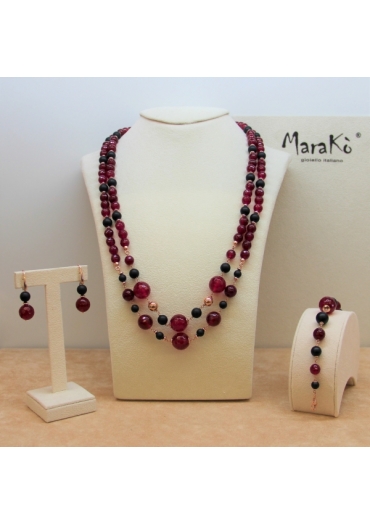 Parure agata ruby e agata nera satinata﻿