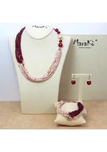 Parure agata ruby, opale rosa﻿