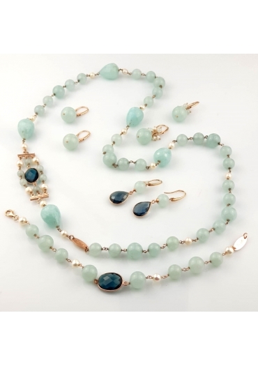 Parure Giada Celeste,perle coltivate﻿