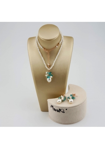 Parure Labradorite bianca quarzo celeste﻿