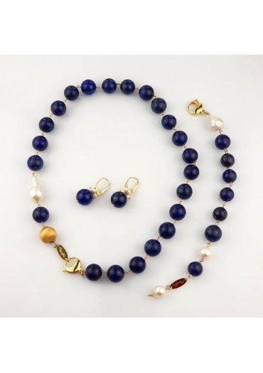 Parure Lapis, perle coltivate﻿
